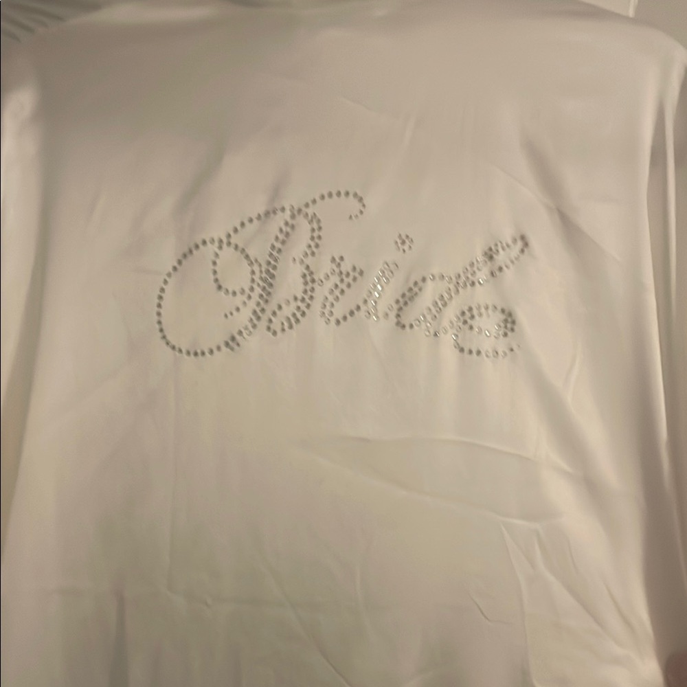 White Bride Shirt with Rhinestone Design
